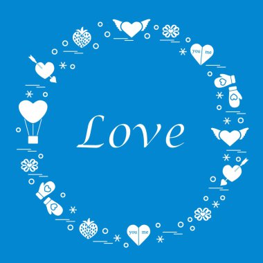 Sevimli vektör çizim ile farklı romantik sembolleri düzenlemek