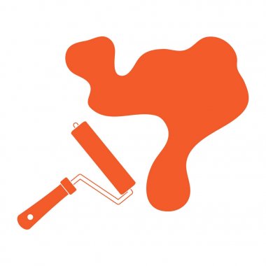 Güzel resim, büyük bir splodge ve boya renkli bir rulo 