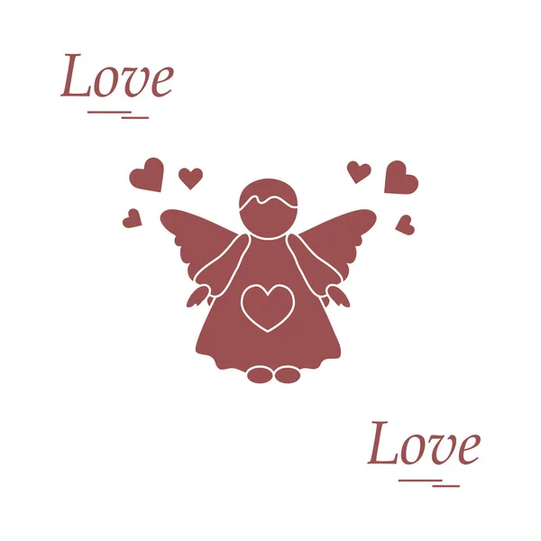 Cute vector illustration: angel and hearts. Love symbol. — Stock Vector
