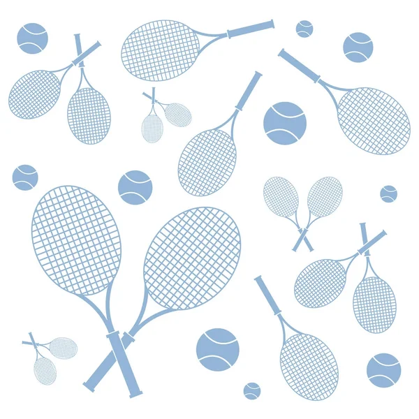 Schönes Bild von bunten Schlägern und Bällen für den Tennisunterricht — Stockvektor