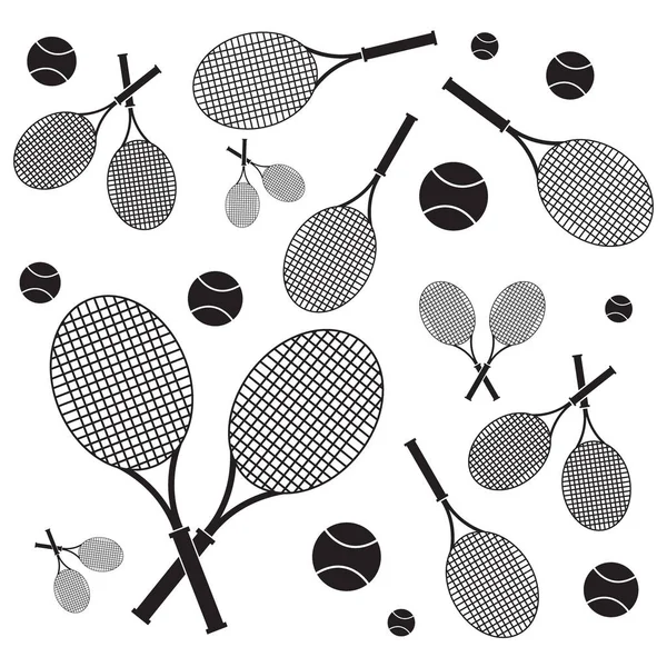 Bonita imagen de raquetas de colores y pelotas para clases de tenis — Vector de stock