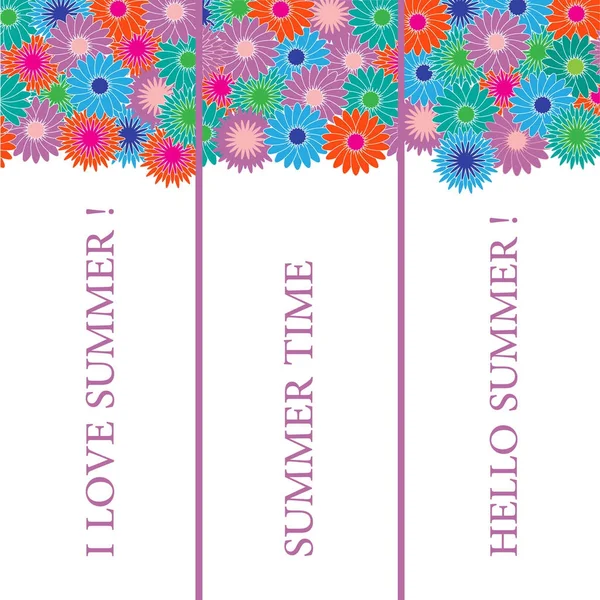 Bonita foto con tres marcadores con patrones florales en el a — Archivo Imágenes Vectoriales