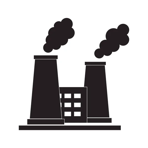 Stylizované ikony ropné rafinérie rostliny s kouřících komínů — Stockový vektor