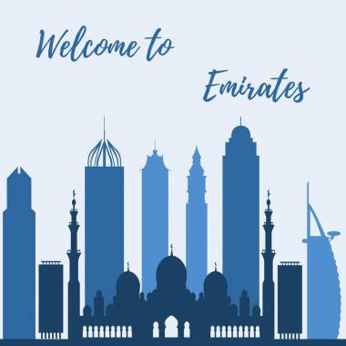 Birleşik Arap Emirlikleri gökdelenler silhouet vektör çizim