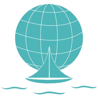 Dalgalar üzerinde bir gl yelken renkli bir yat stilize simgesi