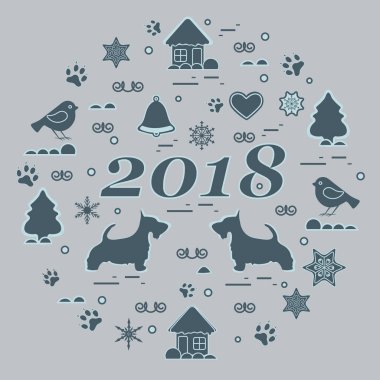 Farklı yeni yıl ve Noel sym sevimli vektör çizimi