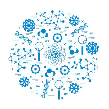 Stilize vektör simge çeşitli bilimsel, eğitim elemanları.