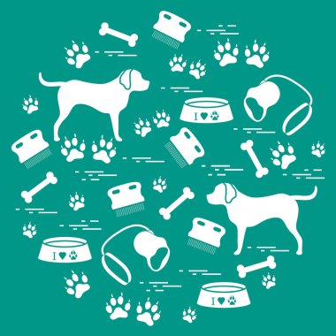 Bir CI düzenlenmiş köpek bakımı için sevimli vektör çizim ürünler