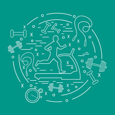 Bir koşu bandı üzerinde koşu adamın illüstrasyon vektör ve farklı