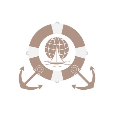 Dalgalar üzerinde bir gl yelken renkli bir yat stilize simgesi