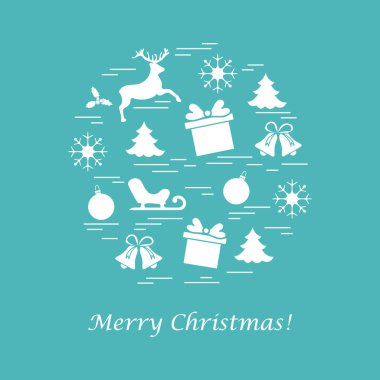 Farklı yeni yıl ve Noel simgeler vektör çizim.