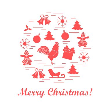 Farklı yeni yıl ve Noel simgeler vektör çizim.