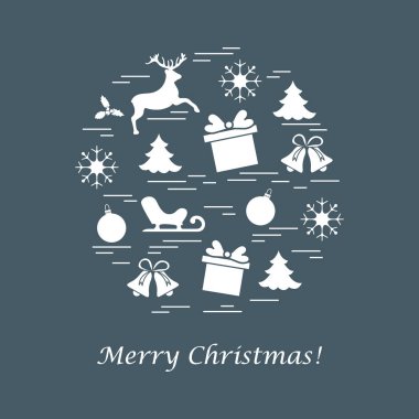 Farklı yeni yıl ve Noel simgeler vektör çizim.