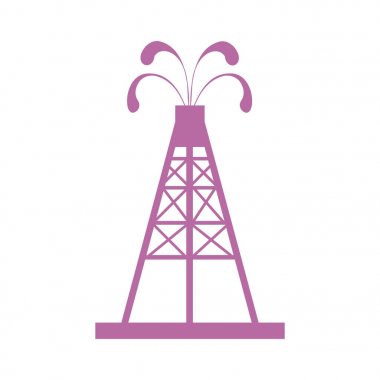Petrol sondaj platformu yağla spurting çeşmeler ile stilize simgesi