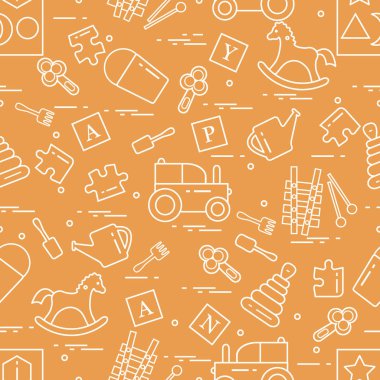 Çocukların oyuncakları çeşitli ile şirin seamless modeli: h sallanan