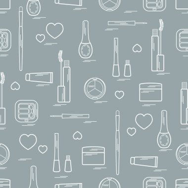 Dekoratif kozmetik ve ca çeşitli unsurların şirin desen