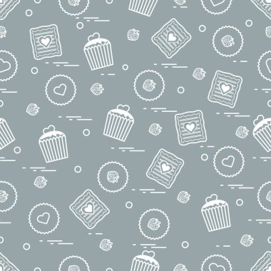 Şirin seamless modeli farklı romantik tatlılar. Aşk conce