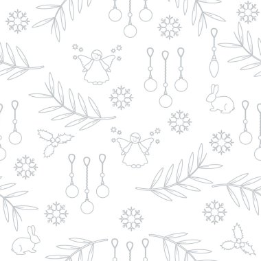 Kış Dikişsiz desen çeşitli yeni yıl ve Noel symb ile