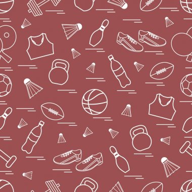 Spor konulu seamless modeli. Vektör çizim spor