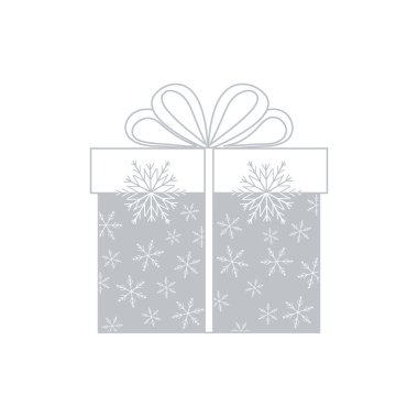 Hediye kutusu vektör çizim üzerinde beyaz ba kar taneleri dekore edilmiştir.