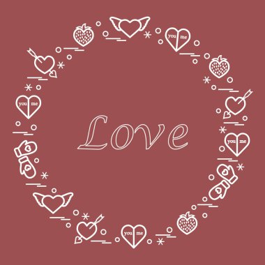 Sevimli vektör çizim ile farklı romantik sembolleri düzenlemek