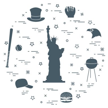 Özgürlük Anıtı, kartal başını, yıldız, hamburger çizimi,