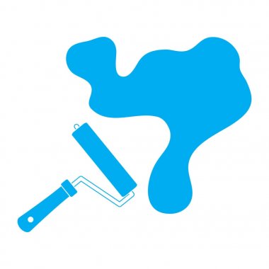 Güzel resim, büyük bir splodge ve boya renkli bir rulo 