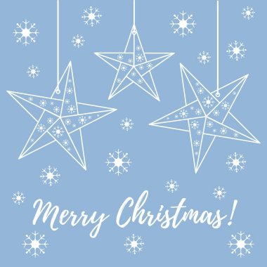 Vektör çizim kar taneleri ve üç yıldız origami ile kat