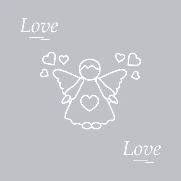 Schattig vectorillustratie: angel en harten. Symbool van de liefde. — Stockvector