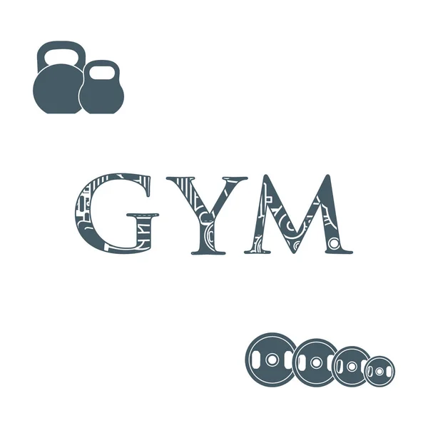 Powerlifting gym workout elements. — Stock Vector