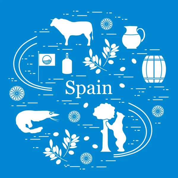 Векторная иллюстрация с различными символами Испании — стоковый вектор
