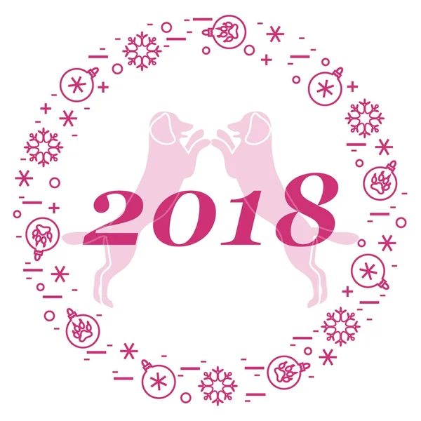 Sevimli vektör çizim iki köpek ve yazıt mutlu yeni y