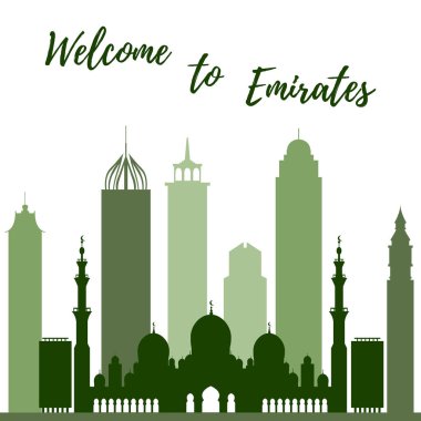 Birleşik Arap Emirlikleri gökdelenler silhouet vektör çizim