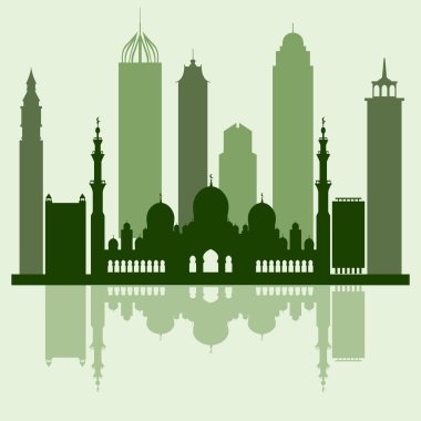 Birleşik Arap Emirlikleri gökdelenler silhouet vektör çizim