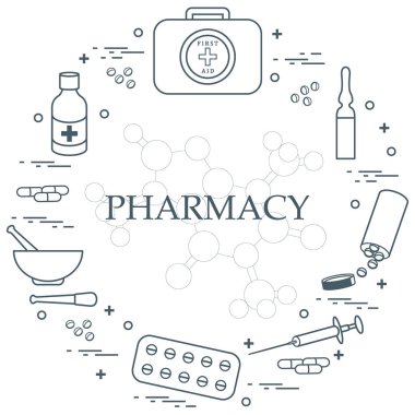 Çeşitli tıbbi cihazlar ve düzenlenen uyuşturucu ilk yardım kiti 