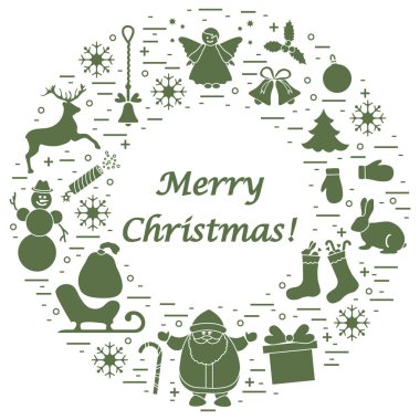 Farklı yeni yıl ve Noel simgeler vektör çizim 