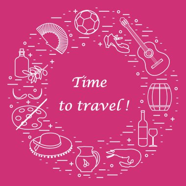 Vektör illüstrasyon düzenlenen İspanya çeşitli semboller ile bir 