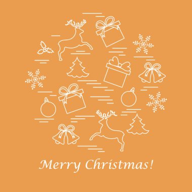 Farklı yeni yıl ve Noel simgeler vektör çizim 