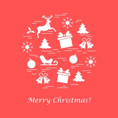 Farklı yeni yıl ve Noel simgeler vektör çizim.