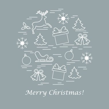 Farklı yeni yıl ve Noel simgeler vektör çizim 