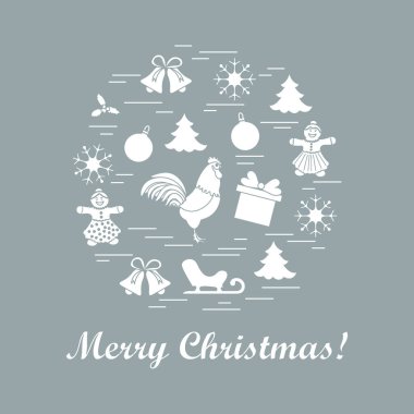 Farklı yeni yıl ve Noel simgeler vektör çizim.