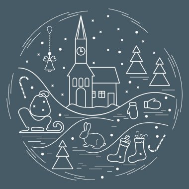 Farklı yeni yıl ve Noel simgeler vektör çizim 