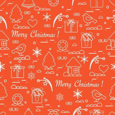 Sevimli vektör desen farklı yeni yıl ve Noel simgeler.