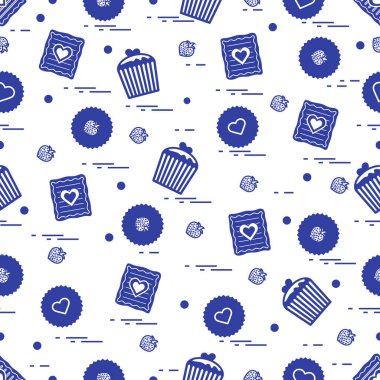 Şirin seamless modeli farklı romantik tatlılar. Aşk conce