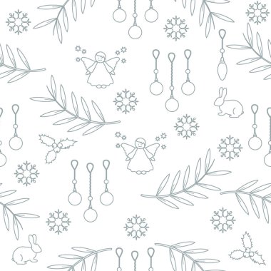 Kış Dikişsiz desen çeşitli yeni yıl ve Noel symb ile