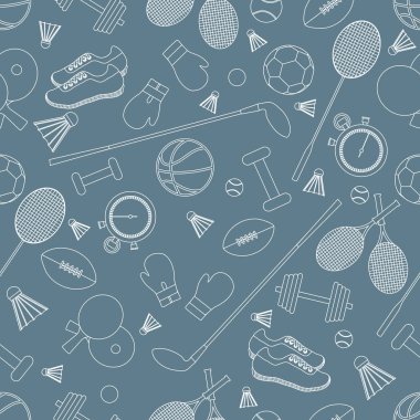 Spor konulu seamless modeli. Vektör çizim spor