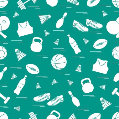 Spor konulu seamless modeli. Vektör çizim spor