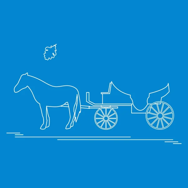 Vektorillustration med häst och vagn och Eklöv. Trav — Stock vektor