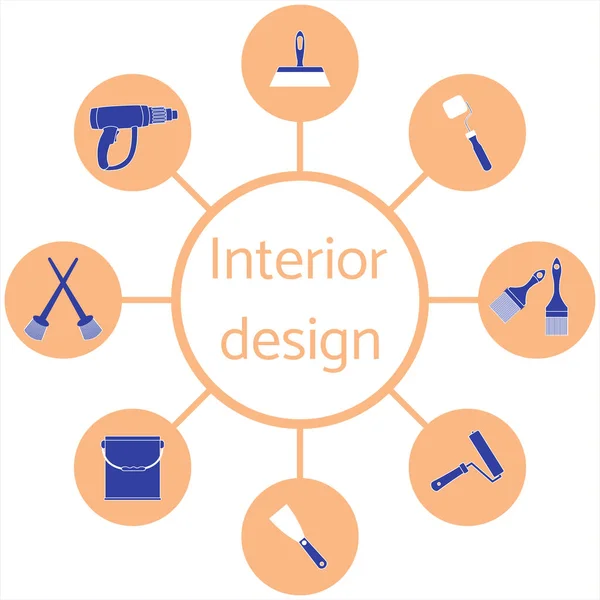 Belle image d'un schéma coloré avec différents outils pour le pr — Image vectorielle