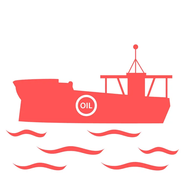 Stilisierte Ikone des Öltankers, der auf Wellen schwimmt — Stockvektor
